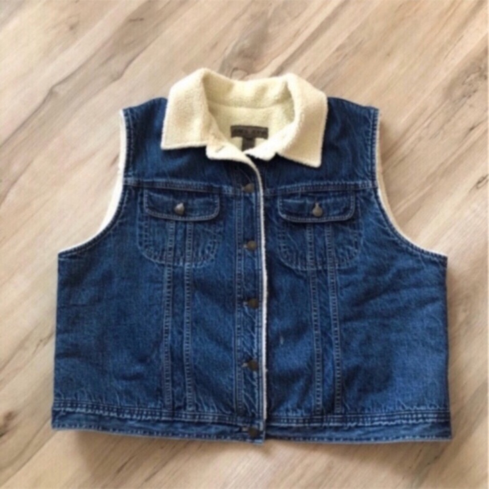 Vintage Jones Jeans Cream Sherpa Fleece Lined Vest short  vintage